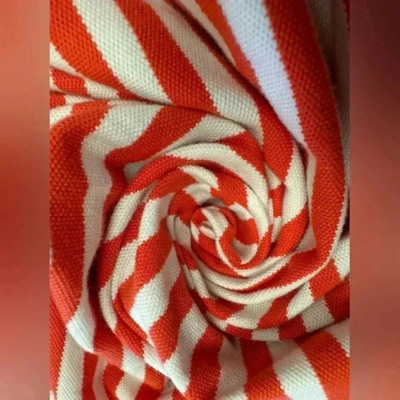 Lacoste SS Golf Style Orange Striped Shirt Size  44 - Picture 7 of 10